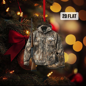 Personalized Hunting 2D Flat Ornament, Custom Hunting Christmas Tree Ornament, Hunting Vest Christmas Decor, Gift for Hunter, Dad, Husband