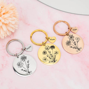 Personalized Bouquet Flower Keychain, Keychain for Mom, Nana, Grandma, Mothers Day Gift for Her, Gift for Teacher, Family Gift Mother