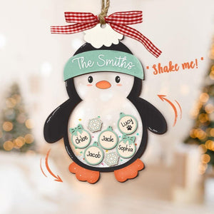 Family Christmas Ornament 2025, Custom Family 4D Shake Ornament, Penguin Shaker Ornament, Family Ornament With Pets, Family Keepsake Gifts