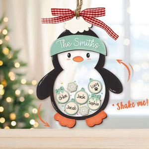 Family Christmas Ornament 2025, Custom Family 4D Shake Ornament, Penguin Shaker Ornament, Family Ornament With Pets, Family Keepsake Gifts