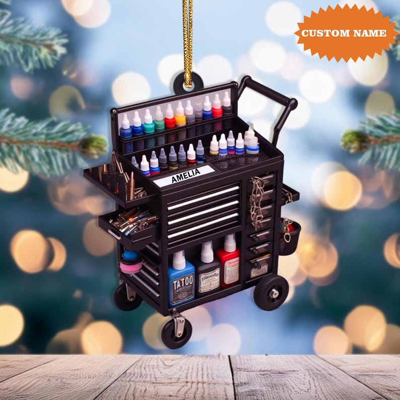 Personalized Tattoo Machine Ornament, Tattoo Lover Christmas Ornament, Gift For Him, Christmas Gift