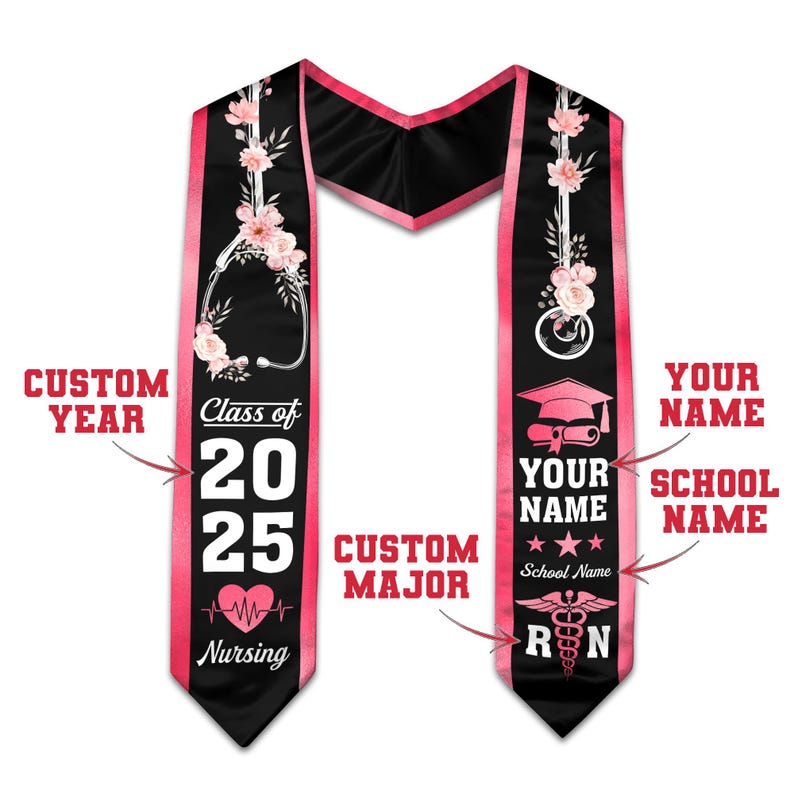 Customized Nursing Stole, Nursing Graduation Stole, RN Stole Nursing Stole Graduation 2024, Nursing Graduation, Nursing Stole Graduate 2025