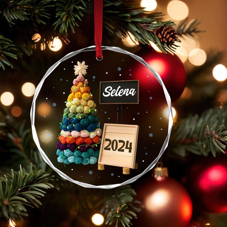 Personalized Crochet Ornament, Custom Crochet Christmas Tree Ornament, Knitting Ornament, Crochet Lover Gift for Mom, Grandma Christmas Gift