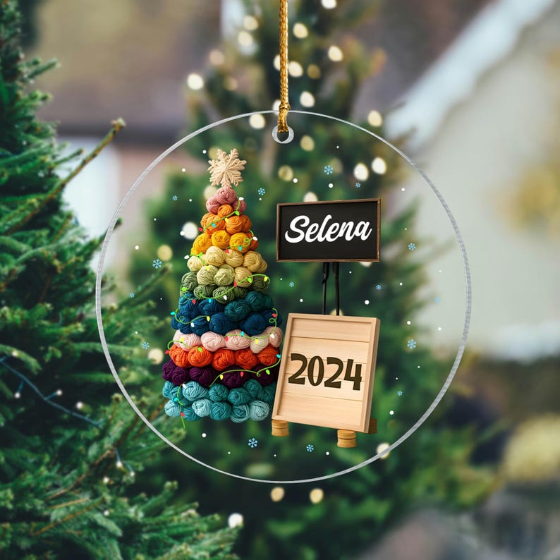 Personalized Crochet Ornament, Custom Crochet Christmas Tree Ornament, Knitting Ornament, Crochet Lover Gift for Mom, Grandma Christmas Gift