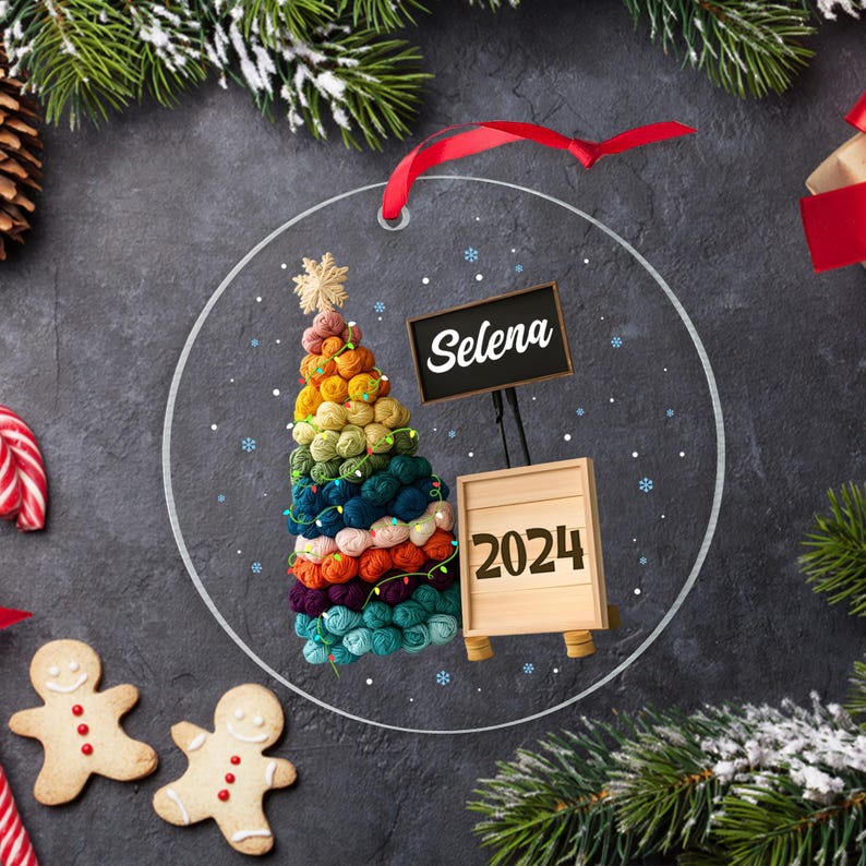 Personalized Crochet Ornament, Custom Crochet Christmas Tree Ornament, Knitting Ornament, Crochet Lover Gift for Mom, Grandma Christmas Gift