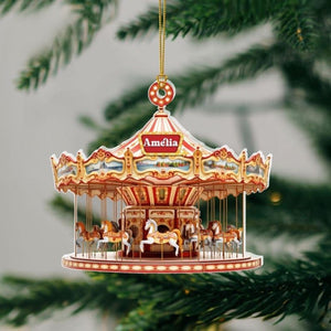 Personalized Carousel 2D Flat Acrylic Ornament Not 3D, Carousel Christmas Ornament, Ballerina Ornament, Christmas Gifts, Nursery Decor