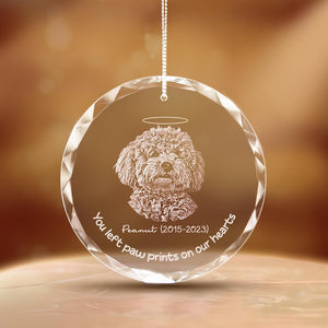 Personalized Pet Memorial Crystal Ornament, Engraved Photo Christmas Ornament, Pet Loss Gifts, Dog Memorial Gifts