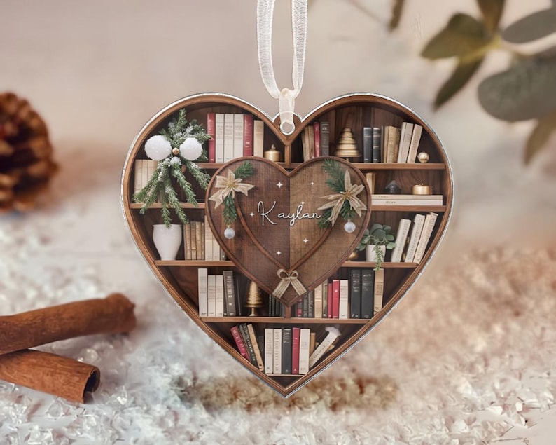 Personalized Christmaas Book Ornament, Book Lovers Gift, Lover Bookworm, Book Club Ornament, Custom Bookish Ornament