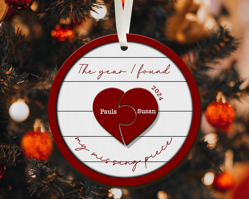 The Year I Found My Missing Piece, Custom Couple Christmas 2024 Ornament, Christmas Gift for Him or Her, Newly Wed Gift, Christmas Decor