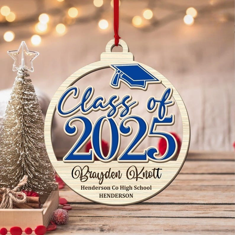 Personalized Class of 2025 Ornament, High School Graduation Ornament, Custom Graduation Ornament, High School Grad Gift, Graduation Gifts
