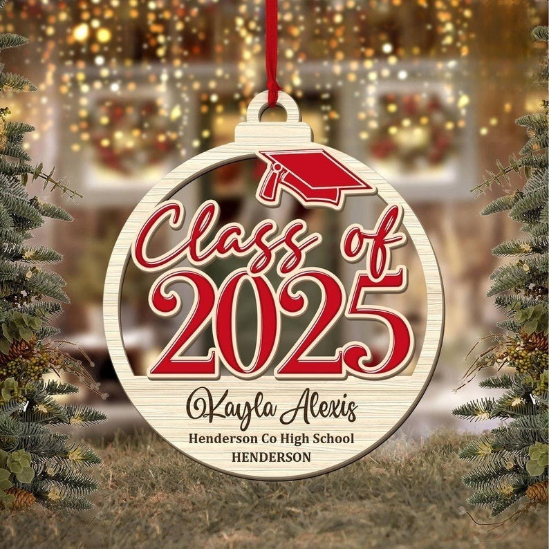 Personalized Class of 2025 Ornament, High School Graduation Ornament, Custom Graduation Ornament, High School Grad Gift, Graduation Gifts