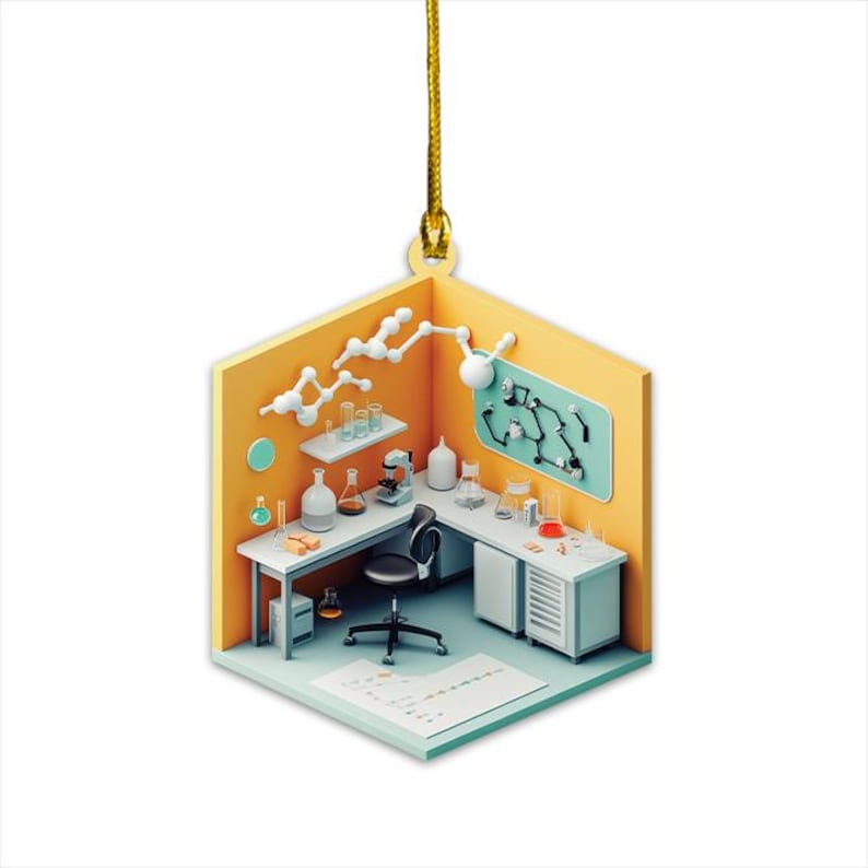 Laboratory Christmas Ornament, Scientist's Lab Ornament, Lab Tech Ornament, Scientist Ornament Gift, Chemistry Holiday Ornament, 2D Flat Ornament