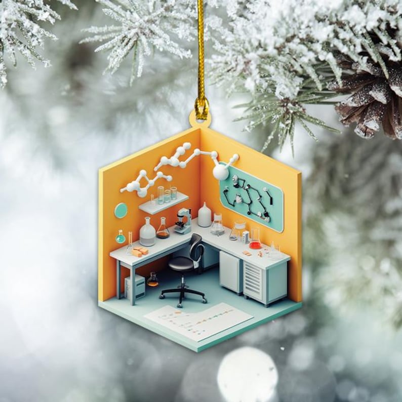 Laboratory Christmas Ornament, Scientist's Lab Ornament, Lab Tech Ornament, Scientist Ornament Gift, Chemistry Holiday Ornament, 2D Flat Ornament