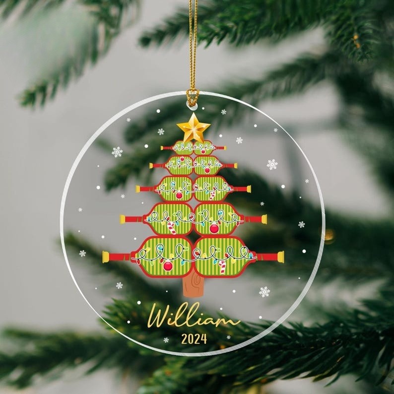 Personalized Pickleball Acrylic Ornament, Pickleball Lover Gifts, Pickleball Ornament, Sport Players Christmas Gift, Pickleball Partner Gift