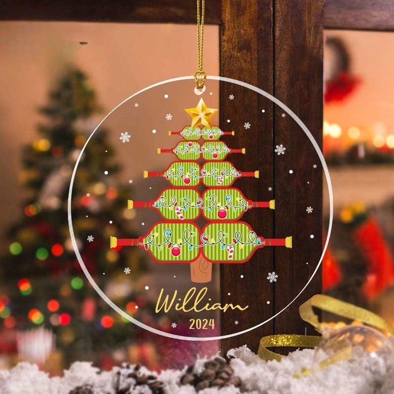 Personalized Pickleball Acrylic Ornament, Pickleball Lover Gifts, Pickleball Ornament, Sport Players Christmas Gift, Pickleball Partner Gift