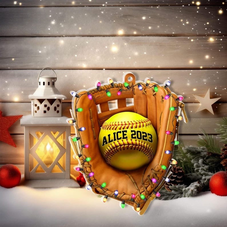 Personalized Softball Ornament, Softball 2D Flat Ornament Not 3D, Softball Gifts for Softball Players, Coaches, End of Year Team Softball