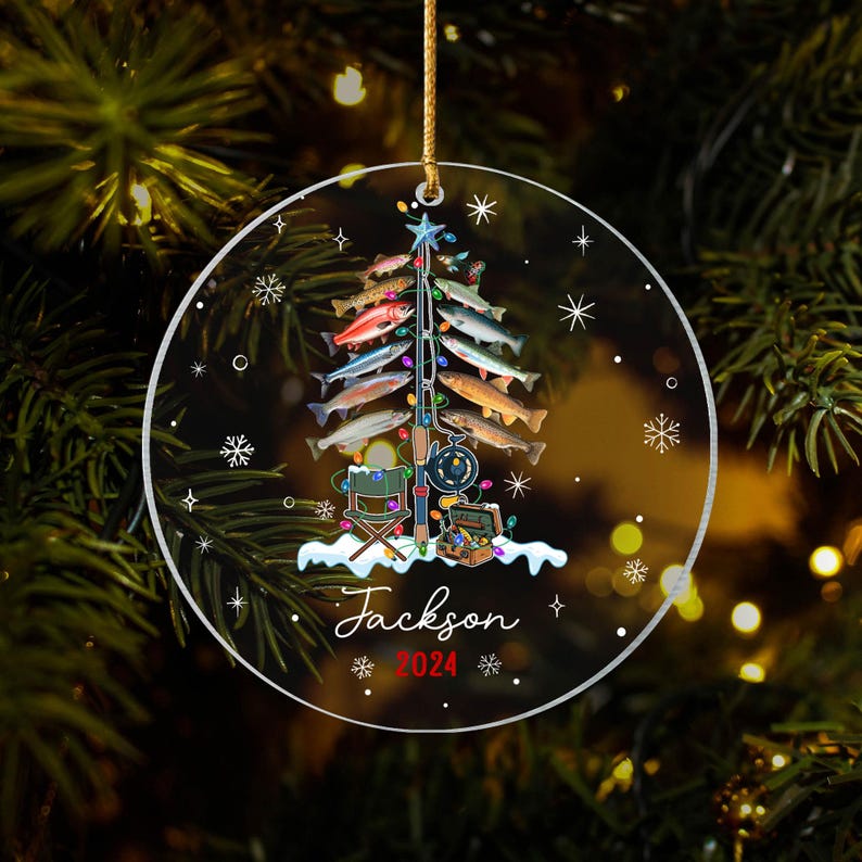 Personalized Fishing Christmas Ornament, Fishing Man Ornament, Christmas Gift For Fishing Lovers, Xmas Tree Decor Gift For Fishing Lovers