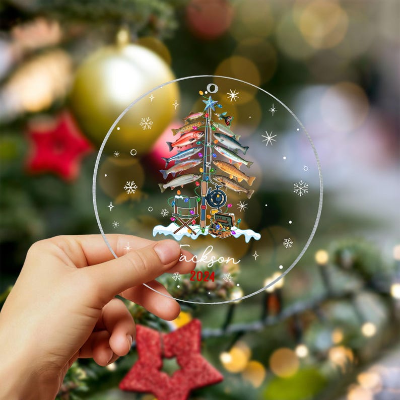 Personalized Fishing Christmas Ornament, Fishing Man Ornament, Christmas Gift For Fishing Lovers, Xmas Tree Decor Gift For Fishing Lovers