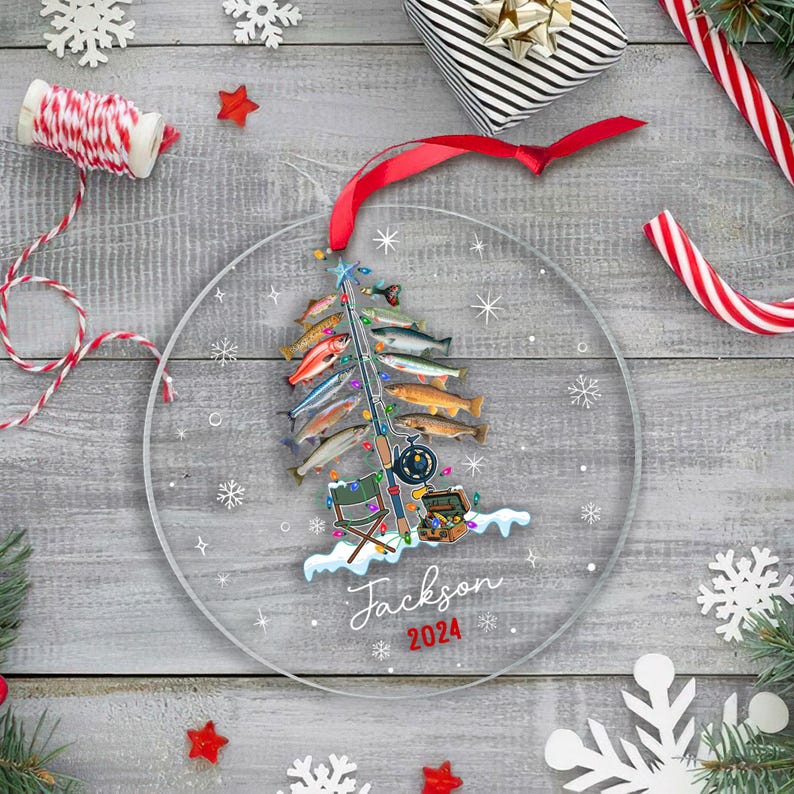 Personalized Fishing Christmas Ornament, Fishing Man Ornament, Christmas Gift For Fishing Lovers, Xmas Tree Decor Gift For Fishing Lovers