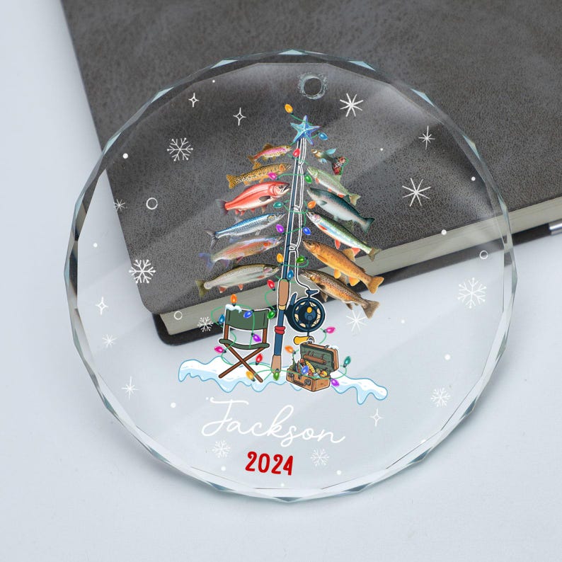 Personalized Fishing Christmas Ornament, Fishing Man Ornament, Christmas Gift For Fishing Lovers, Xmas Tree Decor Gift For Fishing Lovers