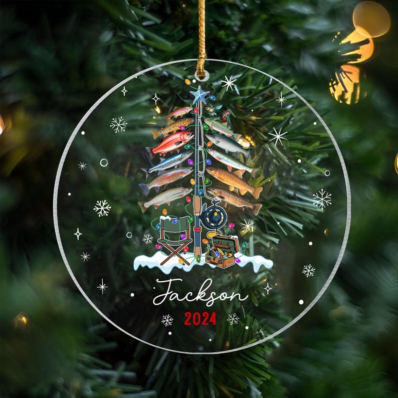 Personalized Fishing Christmas Ornament, Fishing Man Ornament, Christmas Gift For Fishing Lovers, Xmas Tree Decor Gift For Fishing Lovers