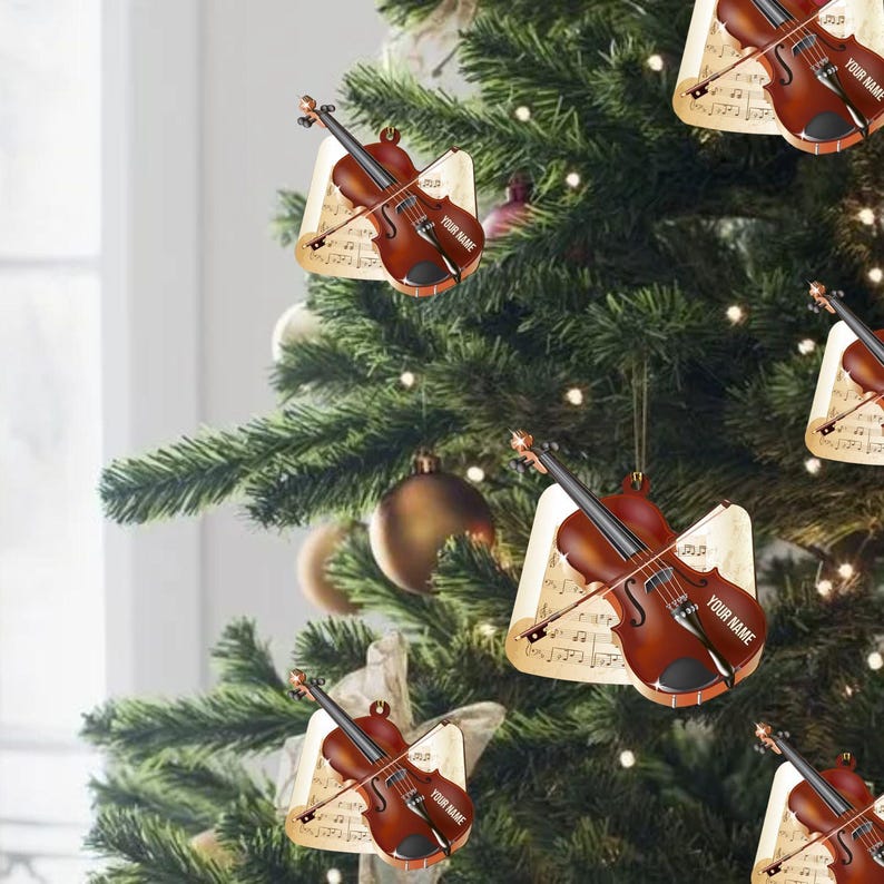 Personalized Musical Instruments Ornament, Violin Ornament Custom Names Violin Ornaments for Christmas,Violin Gift,Violin Christmas Ornament