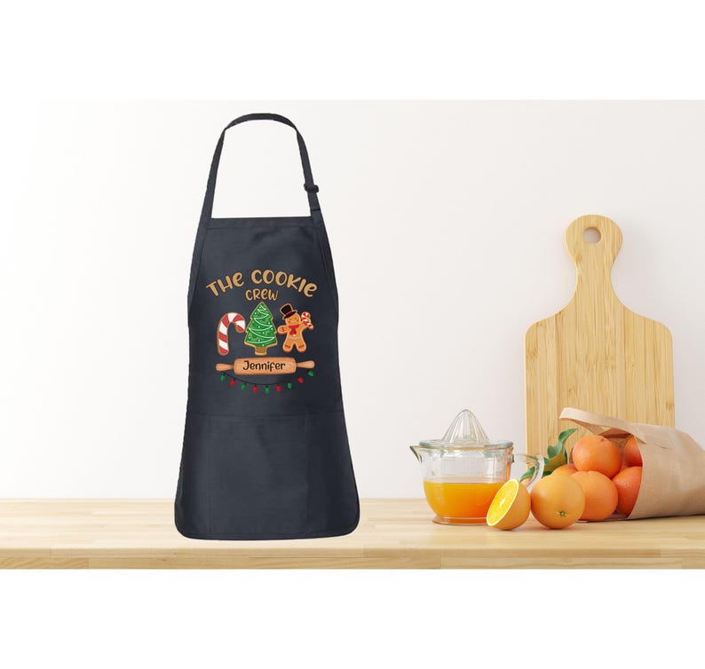 Custom Cookie Crew Apron, Christmas Apron, Personalized Christmas Cookie Crew Apron, Cookie Apron, Christmas Gift For Women, Xmas Gift
