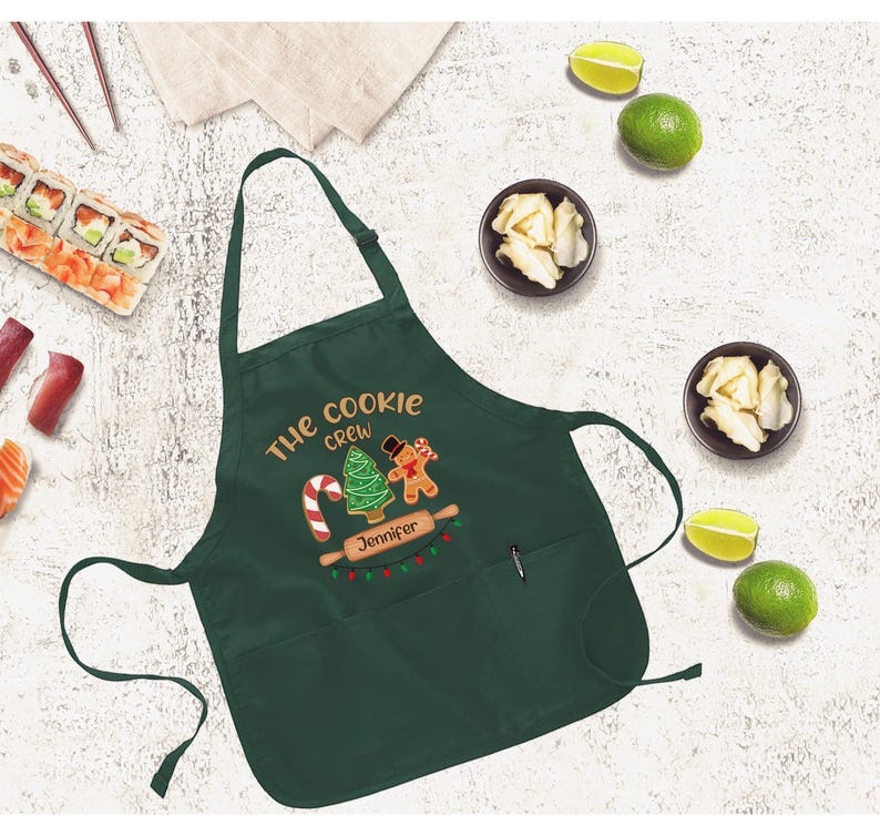 Custom Cookie Crew Apron, Christmas Apron, Personalized Christmas Cookie Crew Apron, Cookie Apron, Christmas Gift For Women, Xmas Gift