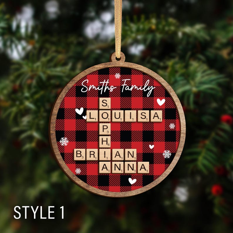 Custom Scrabble Christmas Ornament: Family Name Crossword Puzzle