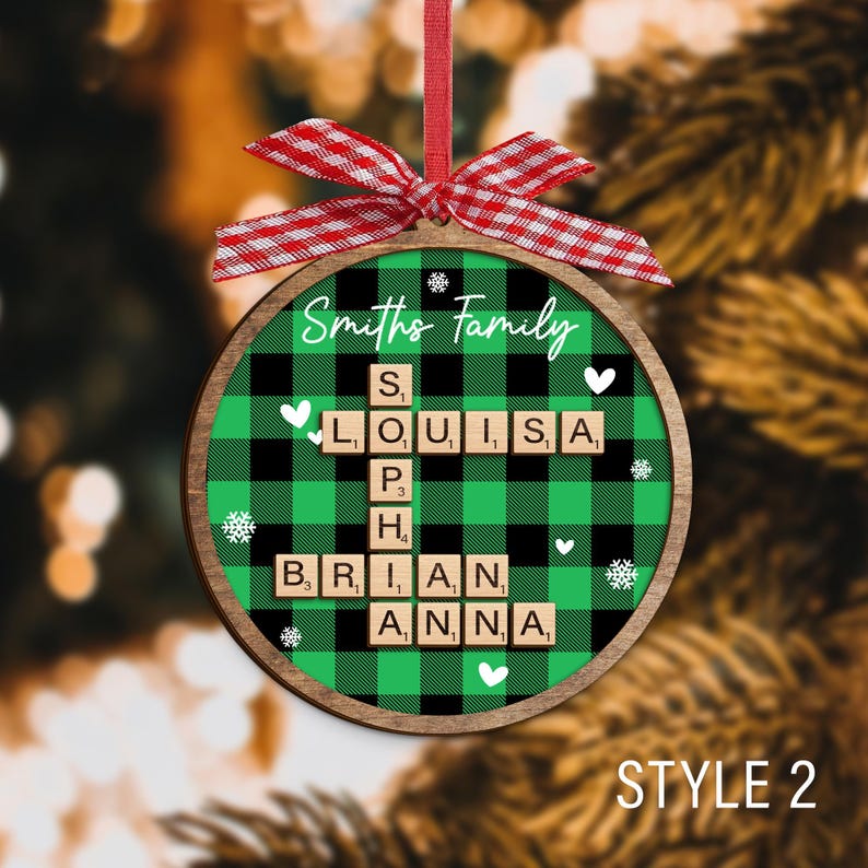 Custom Scrabble Christmas Ornament: Family Name Crossword Puzzle