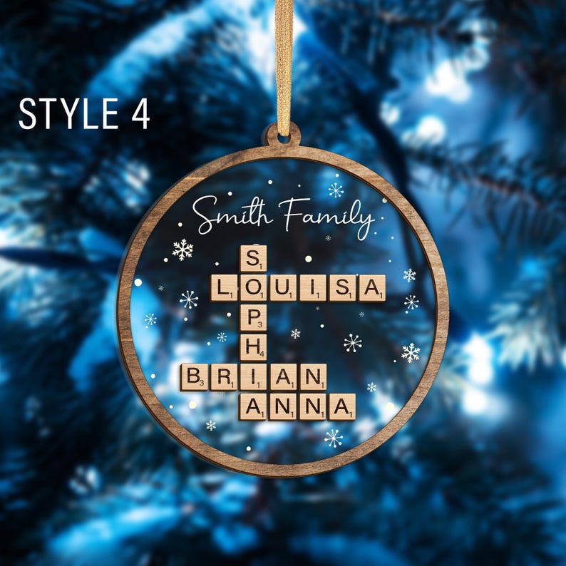 Custom Scrabble Christmas Ornament: Family Name Crossword Puzzle