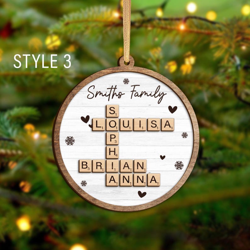 Custom Scrabble Christmas Ornament: Family Name Crossword Puzzle