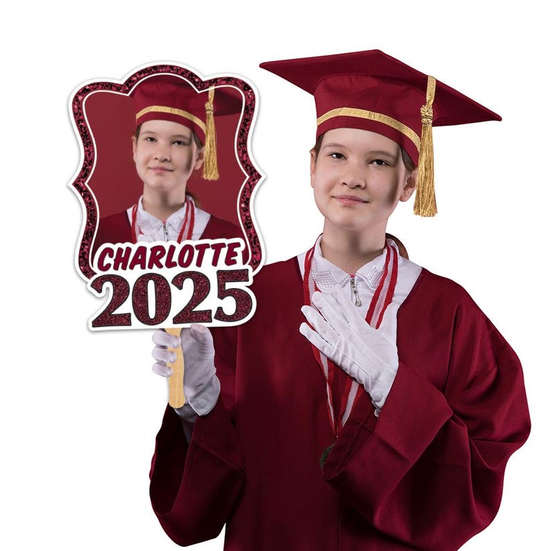 Custom Face Fans With Wooden Handle, Graduation Head, Grad Face Fans, Class of 2025 Head Fans, Graduation Faces on a Stick