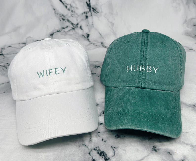 Embroidered Hubby or Wifey Hat | Mr and Mrs Hat | Honeymoon Hat | Honeymoon Gift | Newlywed Gift | Wedding Gift | Husband Wife Hat