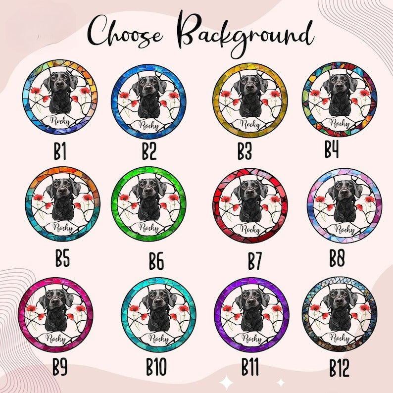 Custom Pet Portrait Stained Glass Suncatcher, Stained Glass Dog Memorial, Custom Dog Portrait from Photo, Sympathy Cat Loss Gift