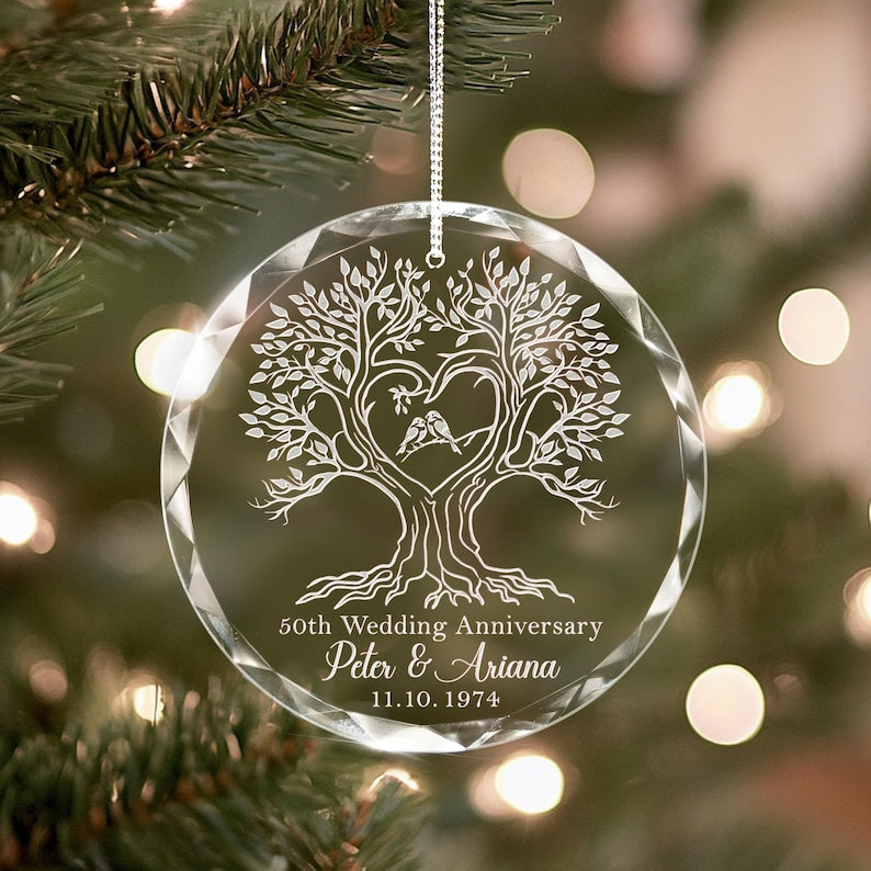 Personalized 50th Anniversary Ornament, Golden Anniversary Gifts for Grandparents, Wedding Anniversary Ornament, Christmas Gift for Couples