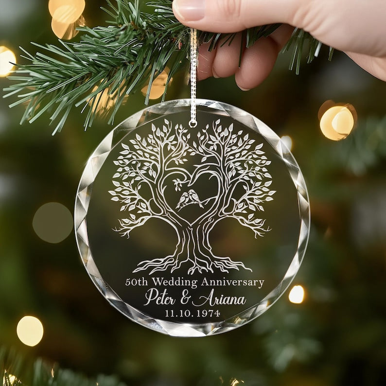 Personalized 50th Anniversary Ornament, Golden Anniversary Gifts for Grandparents, Wedding Anniversary Ornament, Christmas Gift for Couples