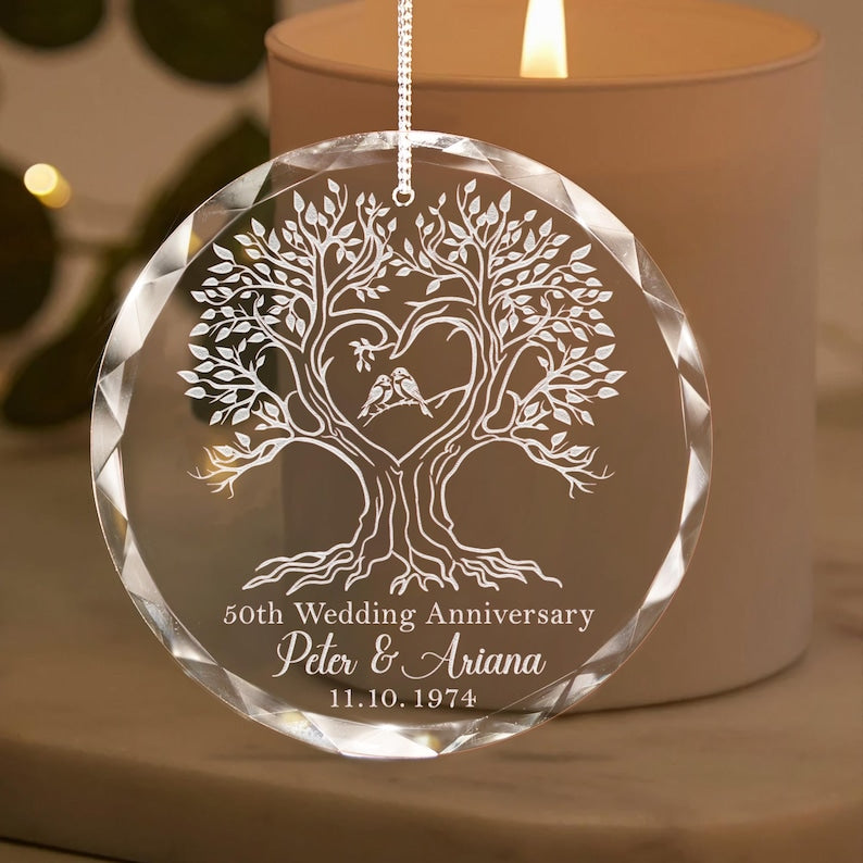 Personalized 50th Anniversary Ornament, Golden Anniversary Gifts for Grandparents, Wedding Anniversary Ornament, Christmas Gift for Couples