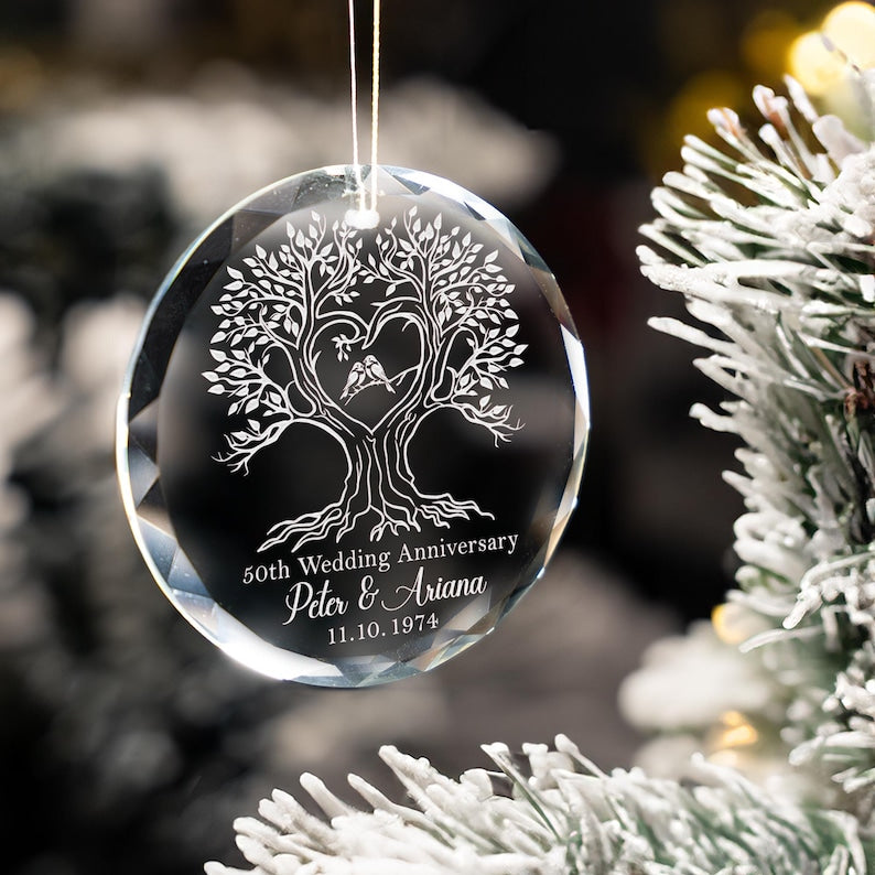 Personalized 50th Anniversary Ornament, Golden Anniversary Gifts for Grandparents, Wedding Anniversary Ornament, Christmas Gift for Couples