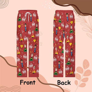 Best Dad Ever Custom Pajama Pants with Faces, Kids Face Pajama Pants, Personalized Pajamas Pants with Face, Christmas Gifts