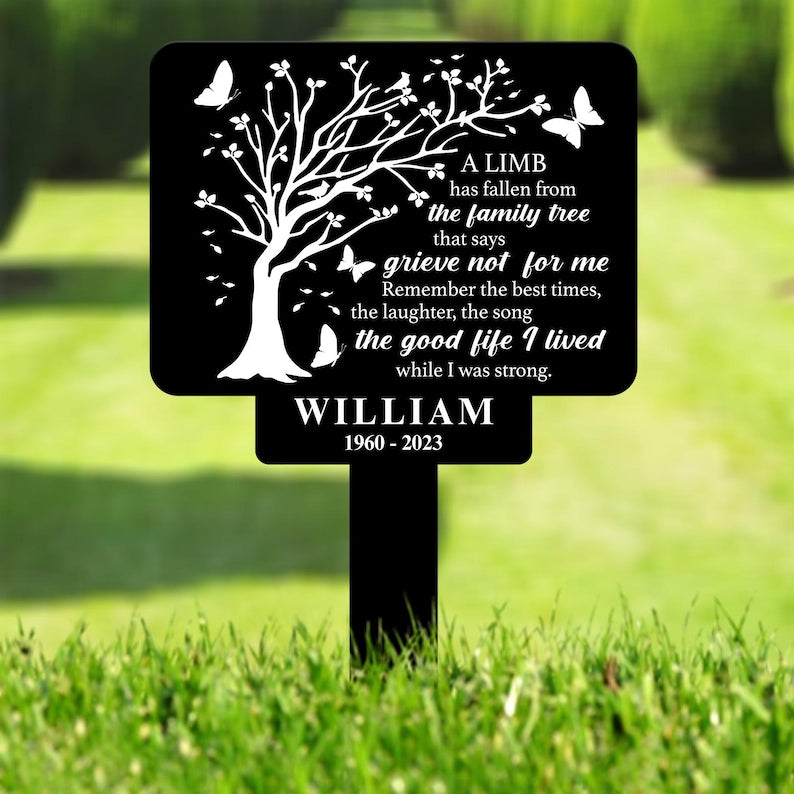Personalized Memorial Stake Metal, Tree Of Life Memorial Stake, In Loving Memorial, Remembrance Stake, Sympathy Gift, Outdoor Grave Marker
