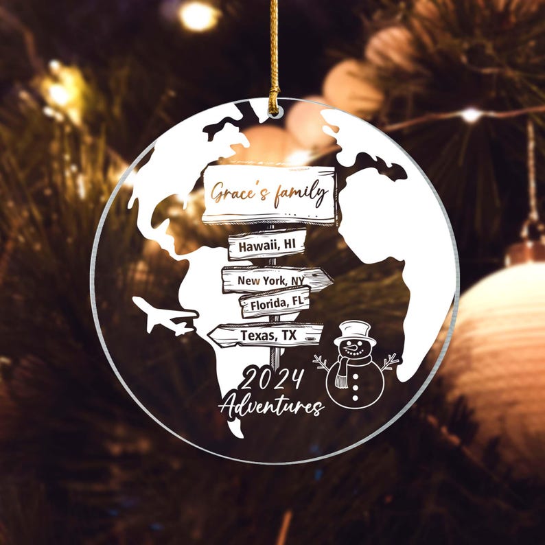 Personalized Travel Adventure Ornament, Traveling Christmas Ornament, Ornament Gift, Travel Gift, Christmas Gift, Travel Ornament, Travel