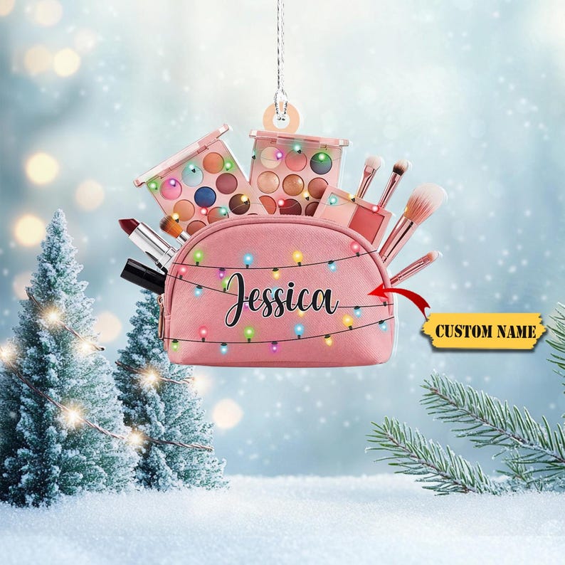 Personalized Makeup Ornaments 2D Christmas Tree Beauty Ornament Gifts Makeup Artist ,Make Up Ornament For Girls, Makeup Gift For friend
