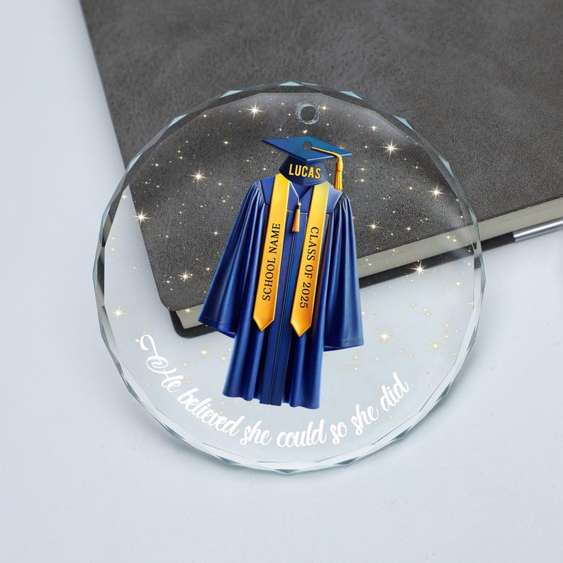 Senior Glass Ornament, Custom Graduation Christmas Ornament, Personalized Class of 2025 2025 Ornament, Gifts for Senior Graduate Grad to be