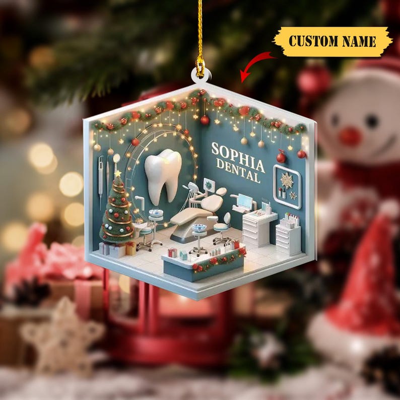 Personalized Dental 2D Flat Printed Acrylic Ornament Not 3D, Dentist Christmas, Dental Hygiene Christmas Ornament, Dental Squad Ornament
