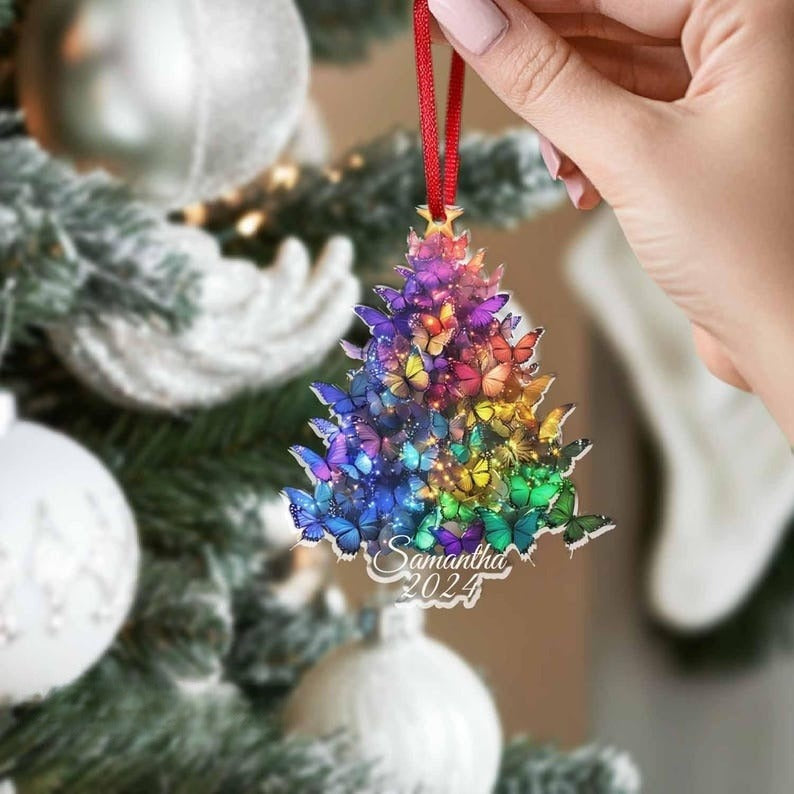 Butterfly Christmas Tree Ornament, Butterfly Christmas Ornament, Butterfly Ornament 2024, Gift Butterfly Lover, Butterfly Hanging Ornament