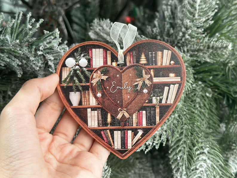 Personalized Christmaas Book Ornament, Book Lovers Gift, Lover Bookworm, Book Club Ornament, Custom Bookish Ornament