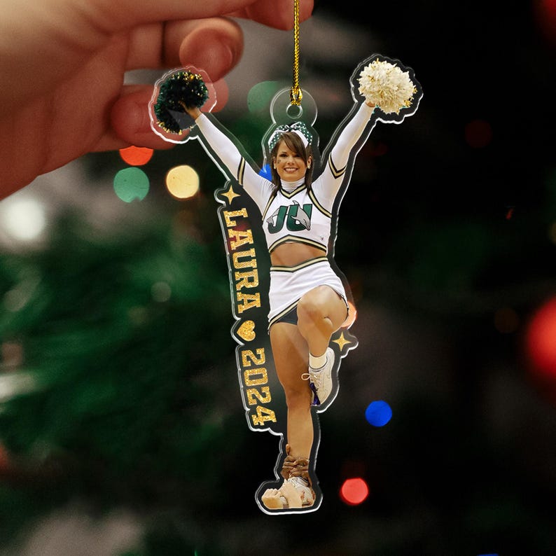 Personalized Cheerleader Christmas Ornament, Custom Photo Ornament, Cheerleading Team Gift, Cheer Mom Gift, Cheerleader Gift, Cheer Gifts