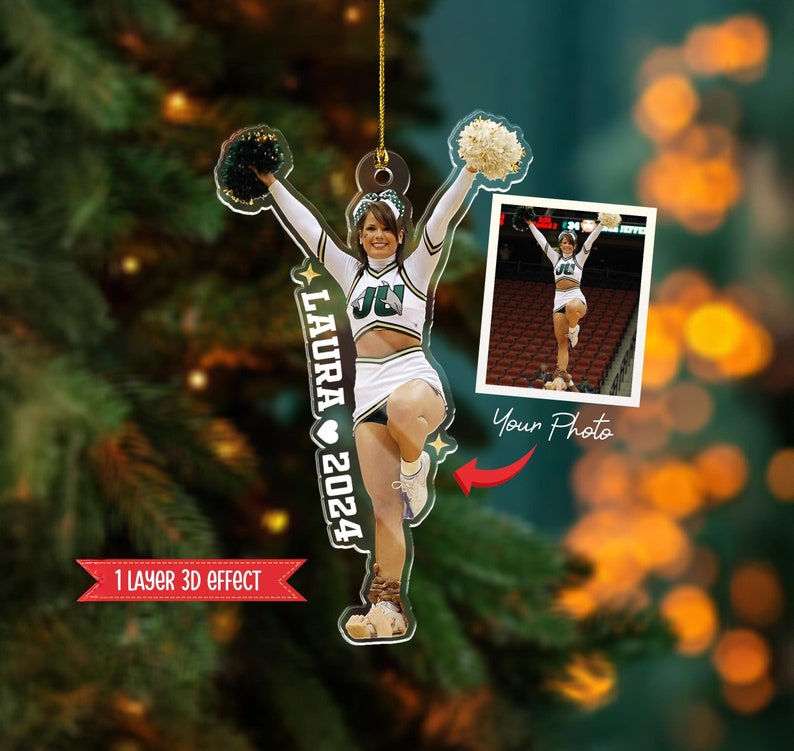 Personalized Cheerleader Christmas Ornament, Custom Photo Ornament, Cheerleading Team Gift, Cheer Mom Gift, Cheerleader Gift, Cheer Gifts