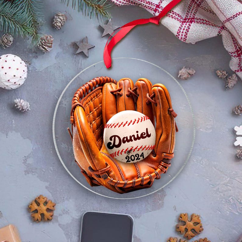 Personalize Baseball Ornament, Custom Christmas Baseball Ornament, Baseball Christmas Tree Ornament, Baseball Team Gift, 2024 Ornament Gift